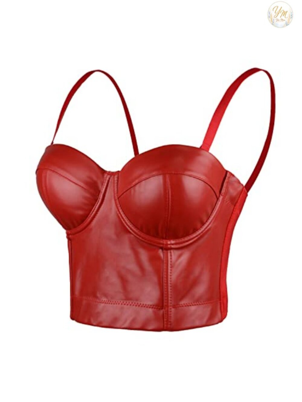 Faux Leather Bustier Crop Top Punk Corset Push Up Hook Eye Closure